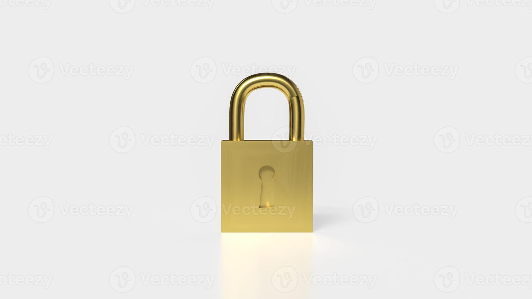 Golden lock for security or Business concept 3d rendering. photo