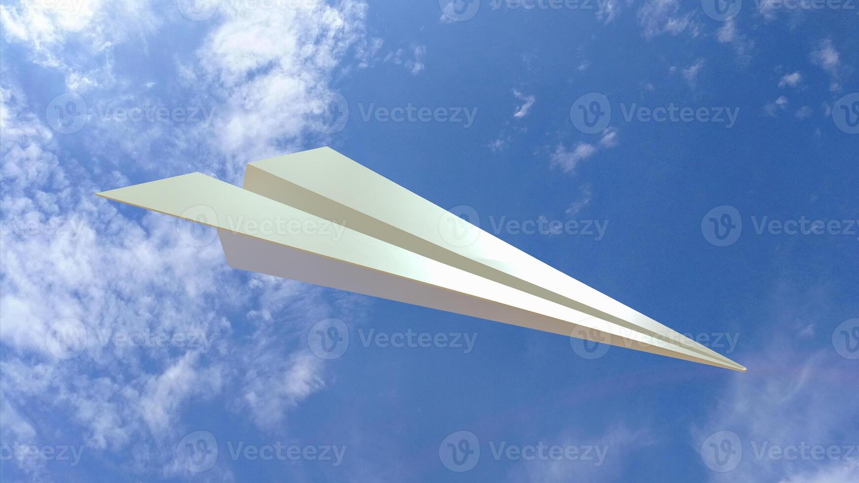 The white paper plane on sky background for Business or travel concept 3d rendering. photo