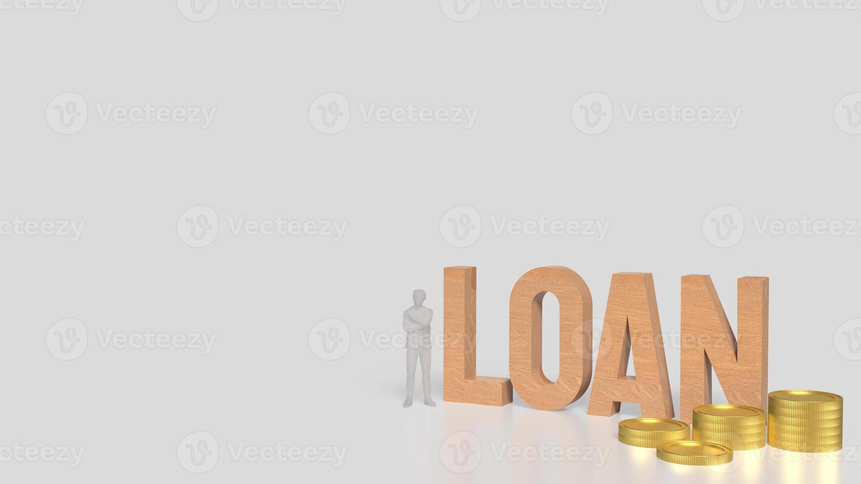 The man and loan text for Business concept 3d rendering. photo