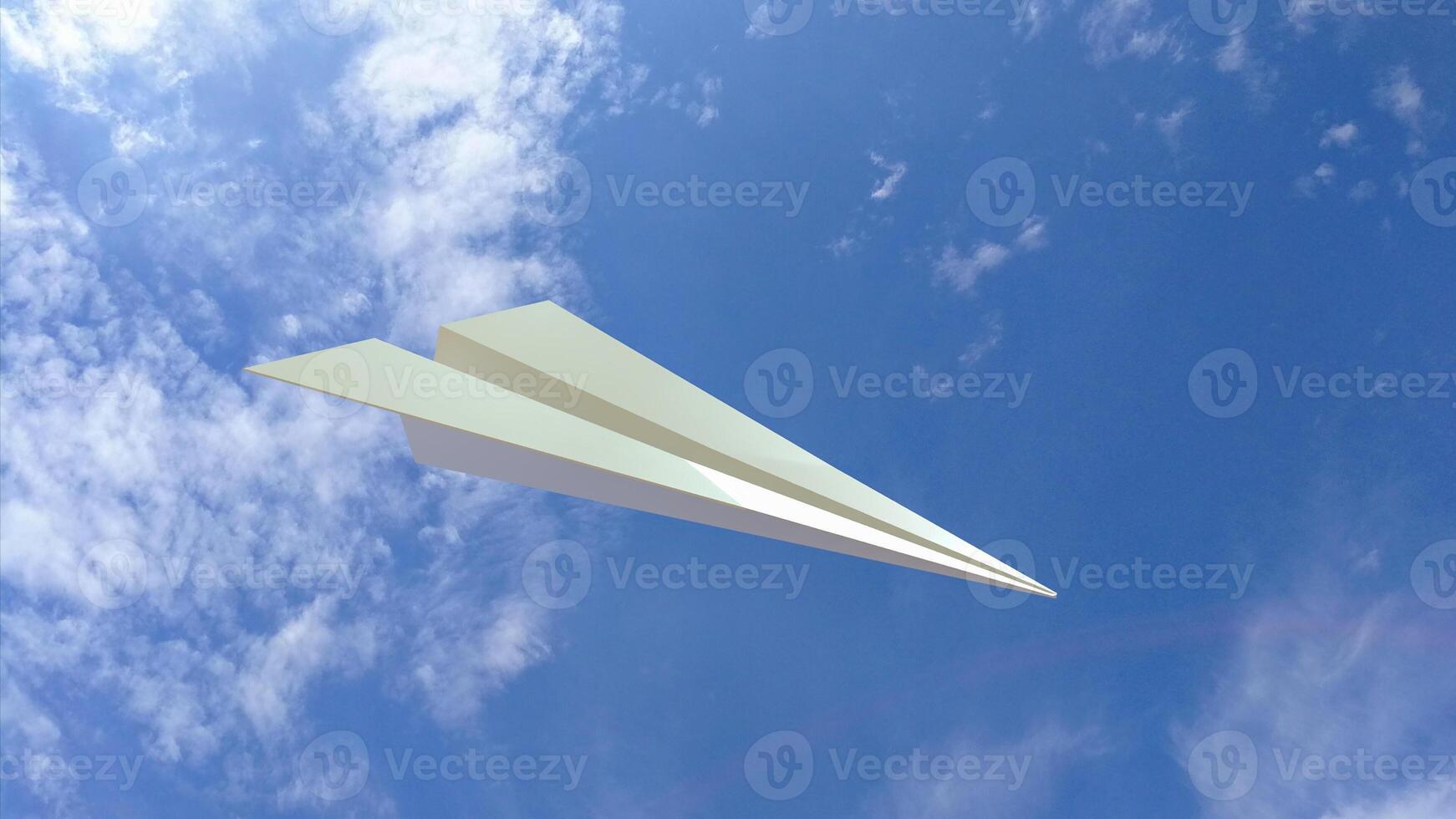 The white paper plane on sky background for Business or travel concept 3d rendering. photo