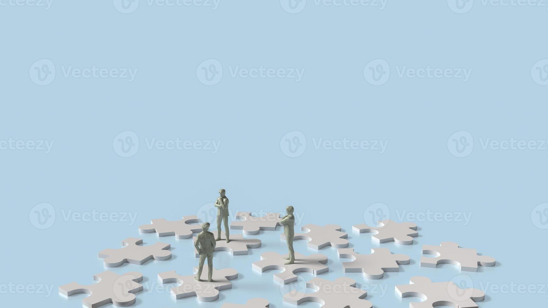 The man and puzzle for Business concept 3d rendering. photo