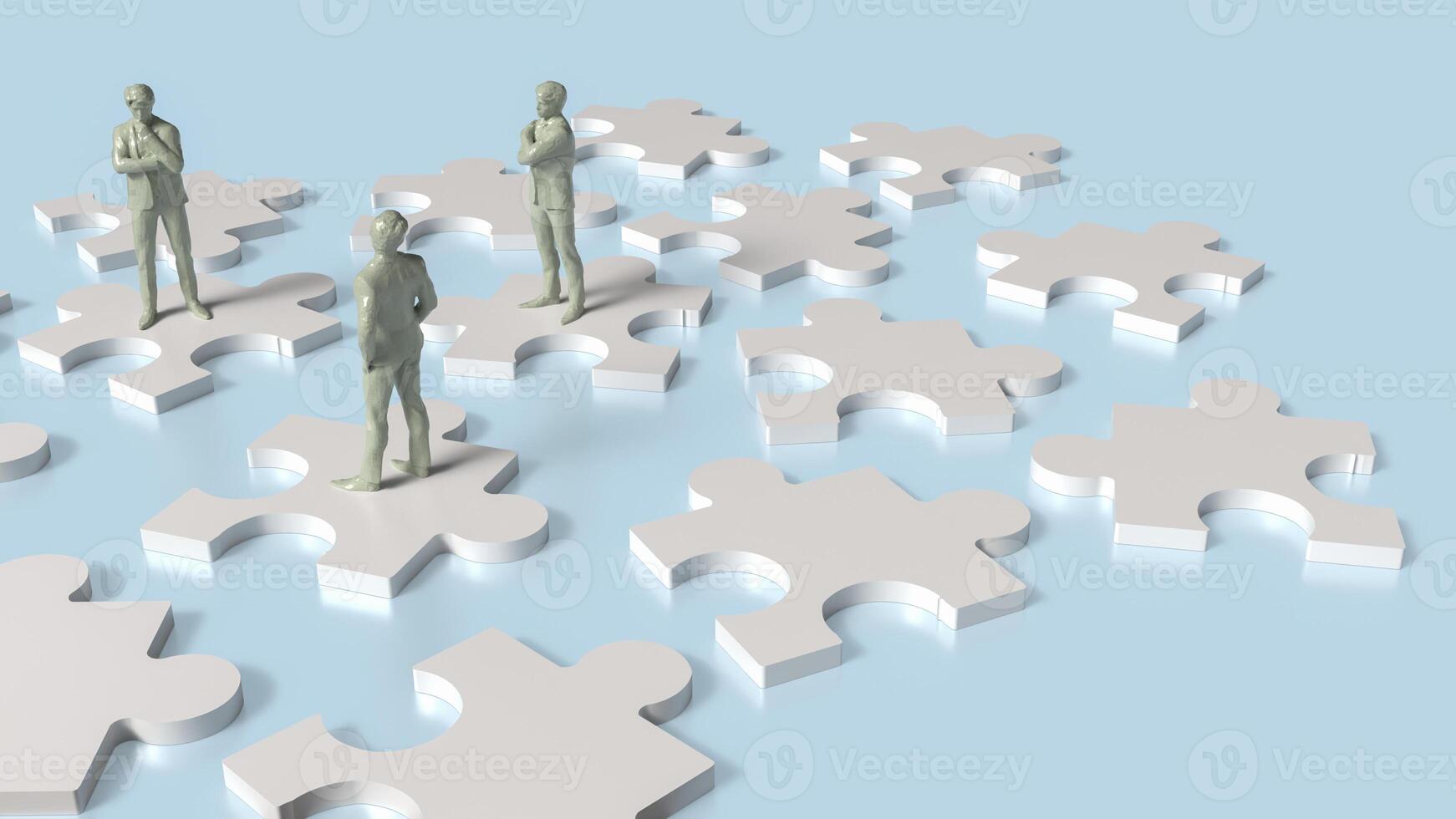 The man and puzzle for Business concept 3d rendering. photo