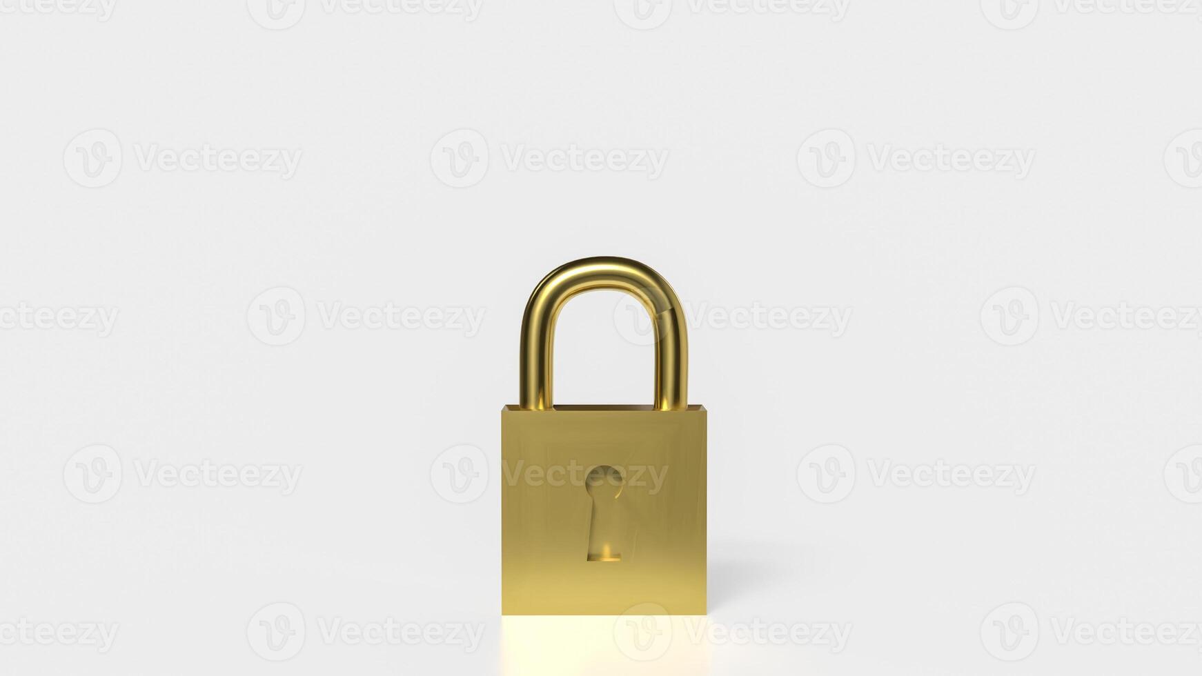 Golden lock for security or Business concept 3d rendering. photo
