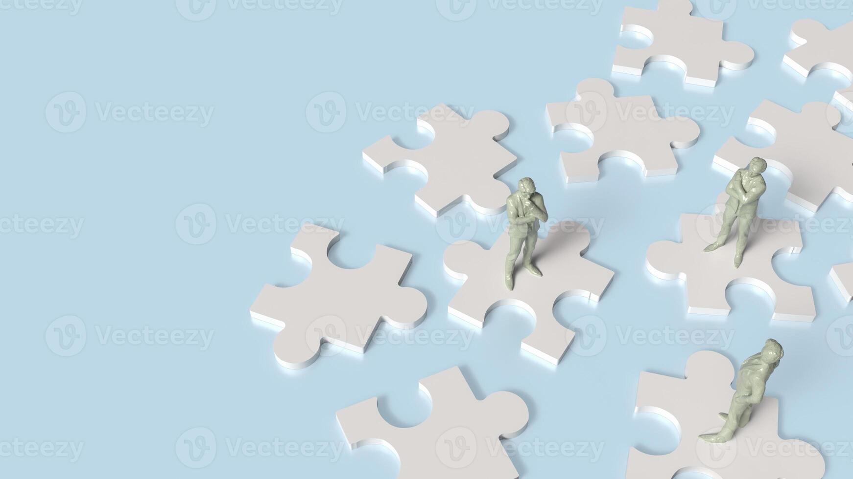 The man and puzzle for Business concept 3d rendering. photo