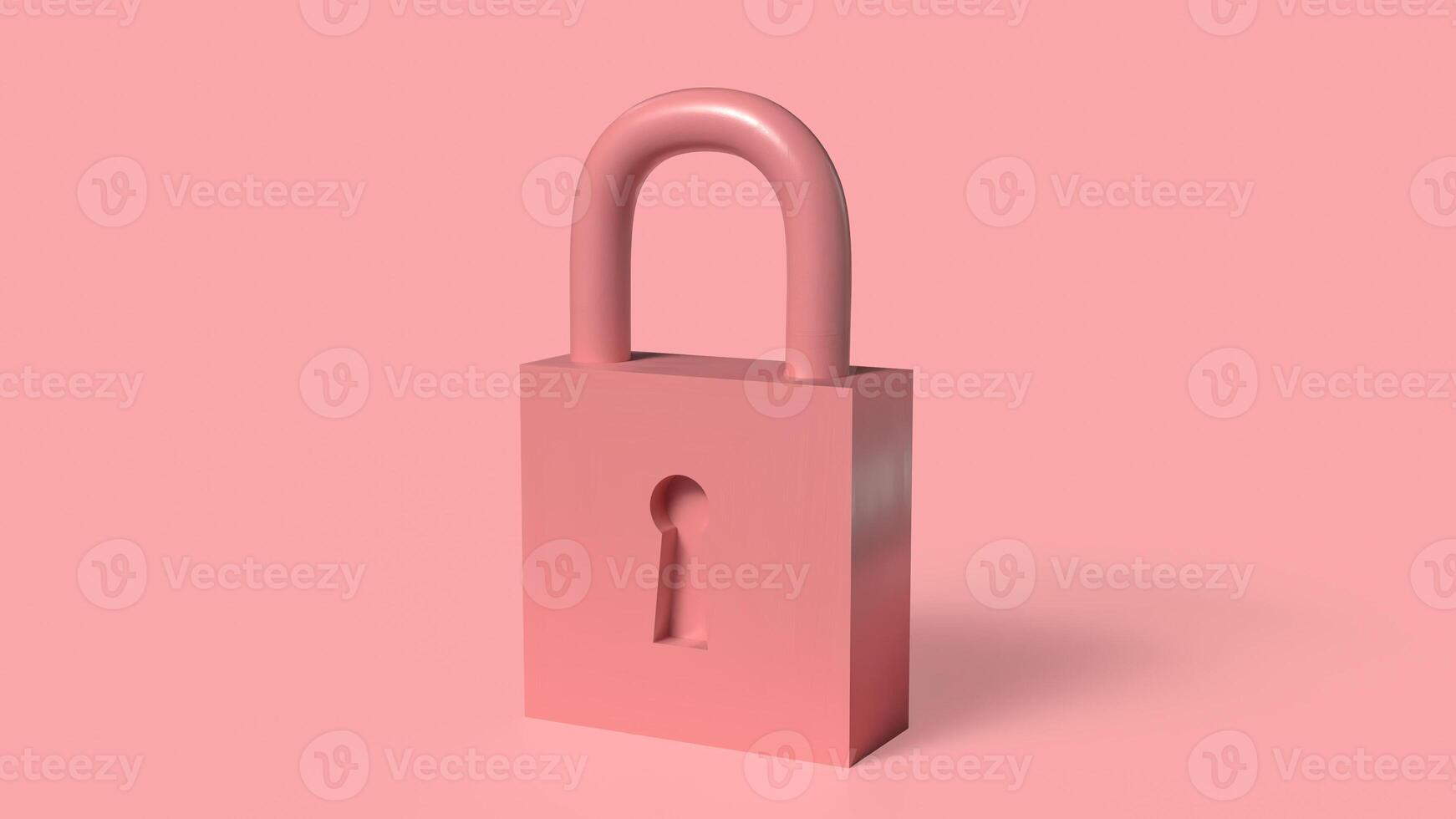 The Lock key on pink color background for security concept 3d rendering, photo