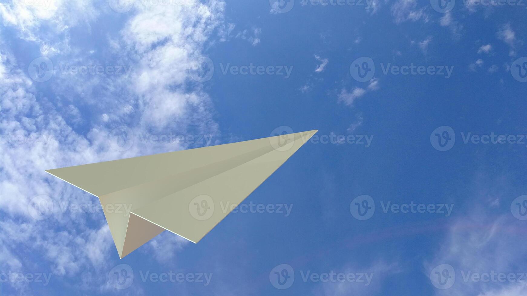 The white paper plane on sky background for Business or travel concept 3d rendering. photo