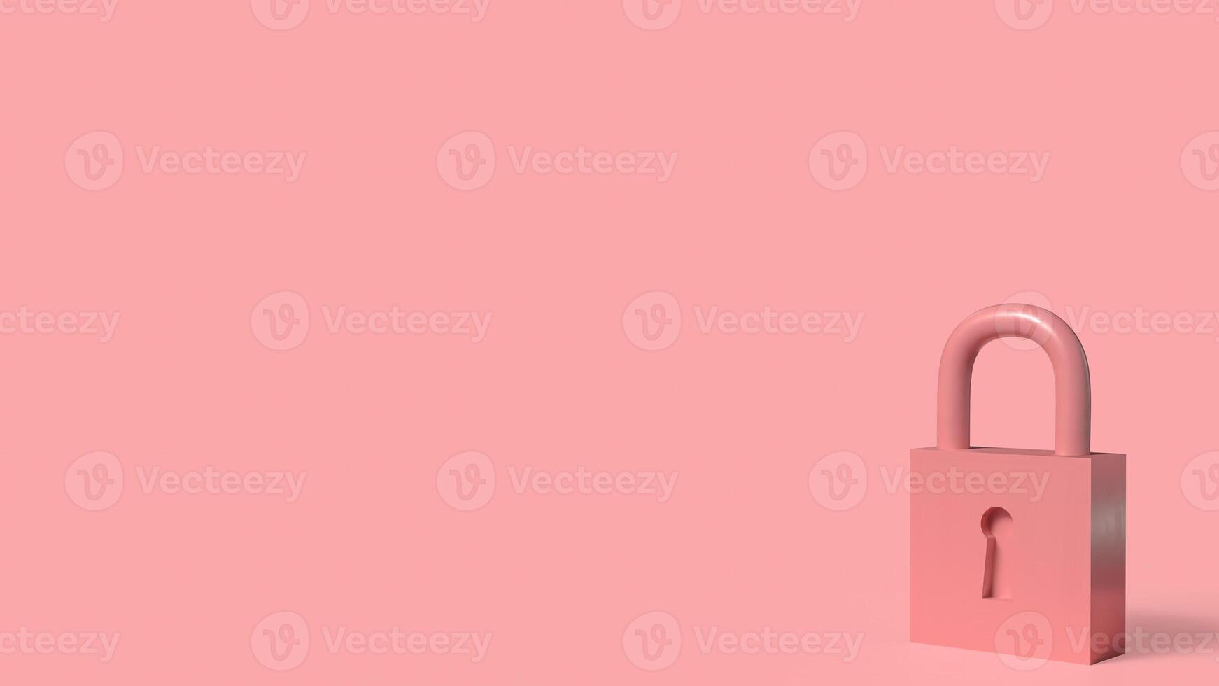 The Lock key on pink color background for security concept 3d rendering, photo