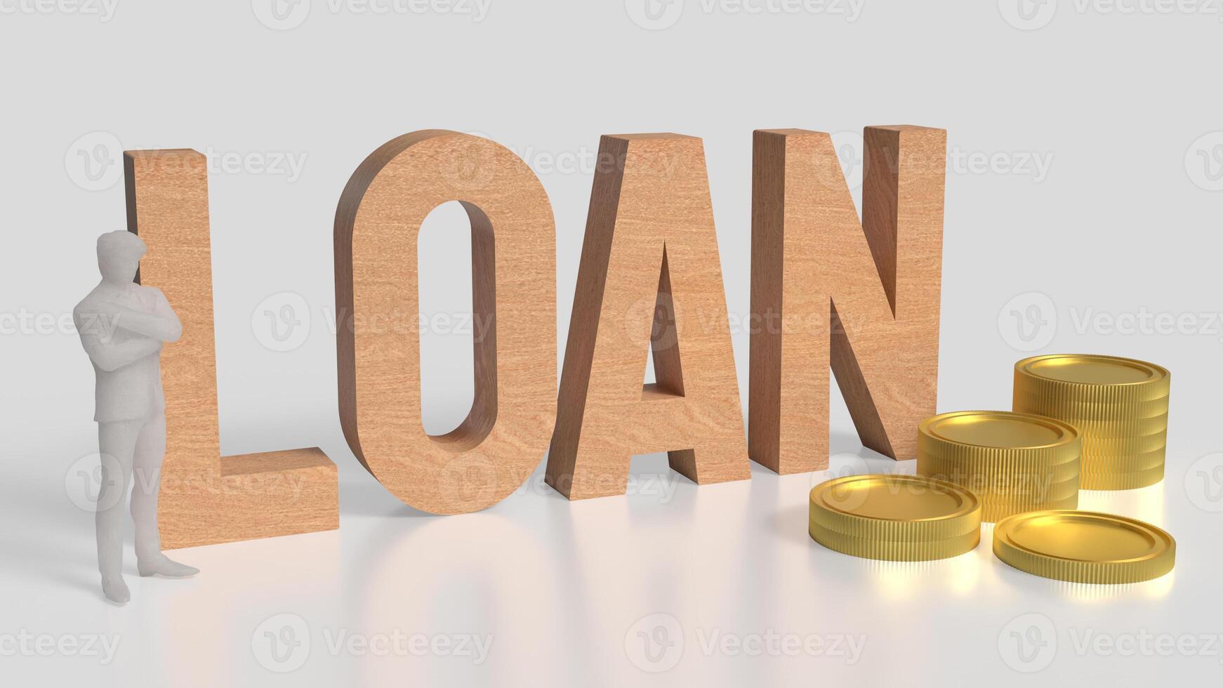 The man and loan text for Business concept 3d rendering. photo