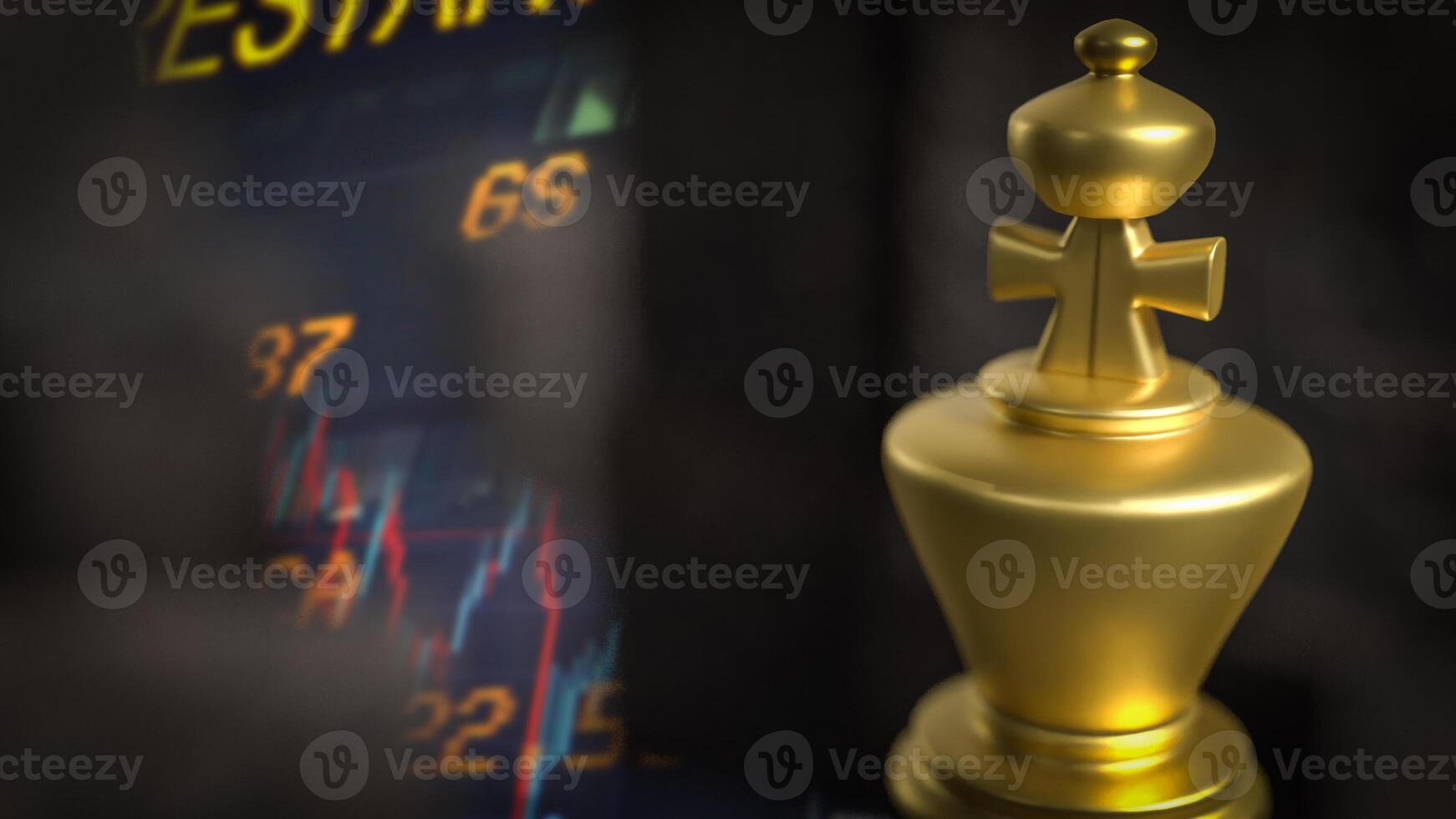 The gold king chess on cube stone for Business or abstract concept 3d rendering. photo