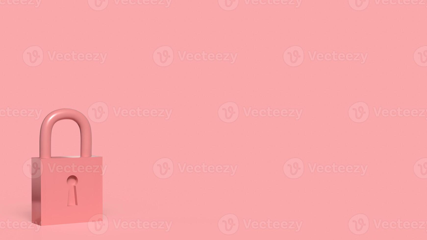 The Lock key on pink color background for security concept 3d rendering, photo