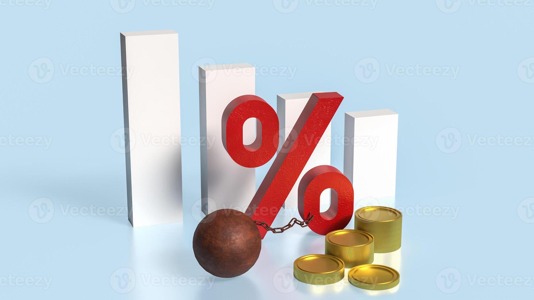 The percent and pendulum like prisoner for Business concept 3d rendering. photo