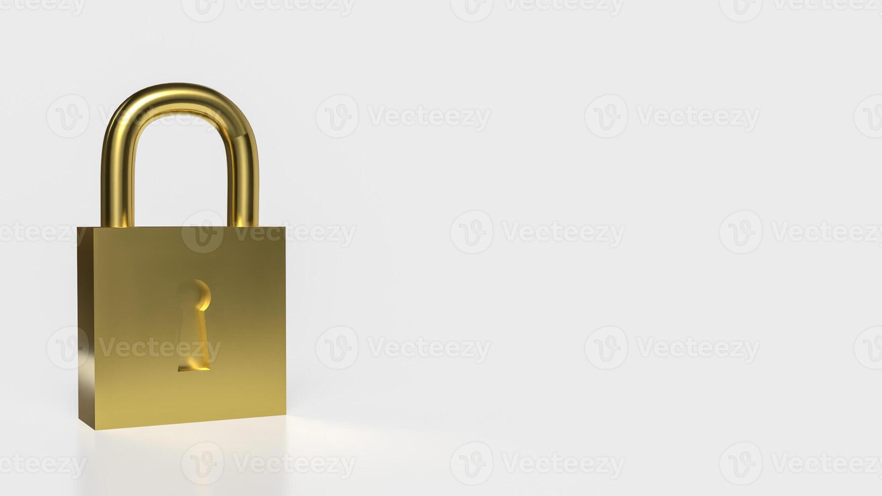 Golden lock for security or Business concept 3d rendering. photo