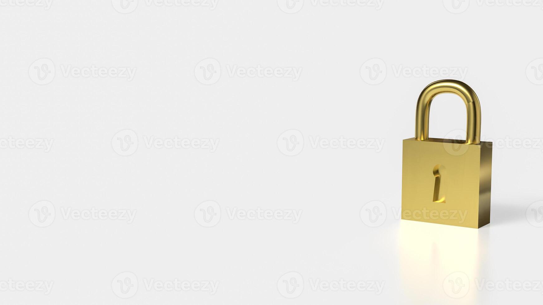 Golden lock for security or Business concept 3d rendering. photo