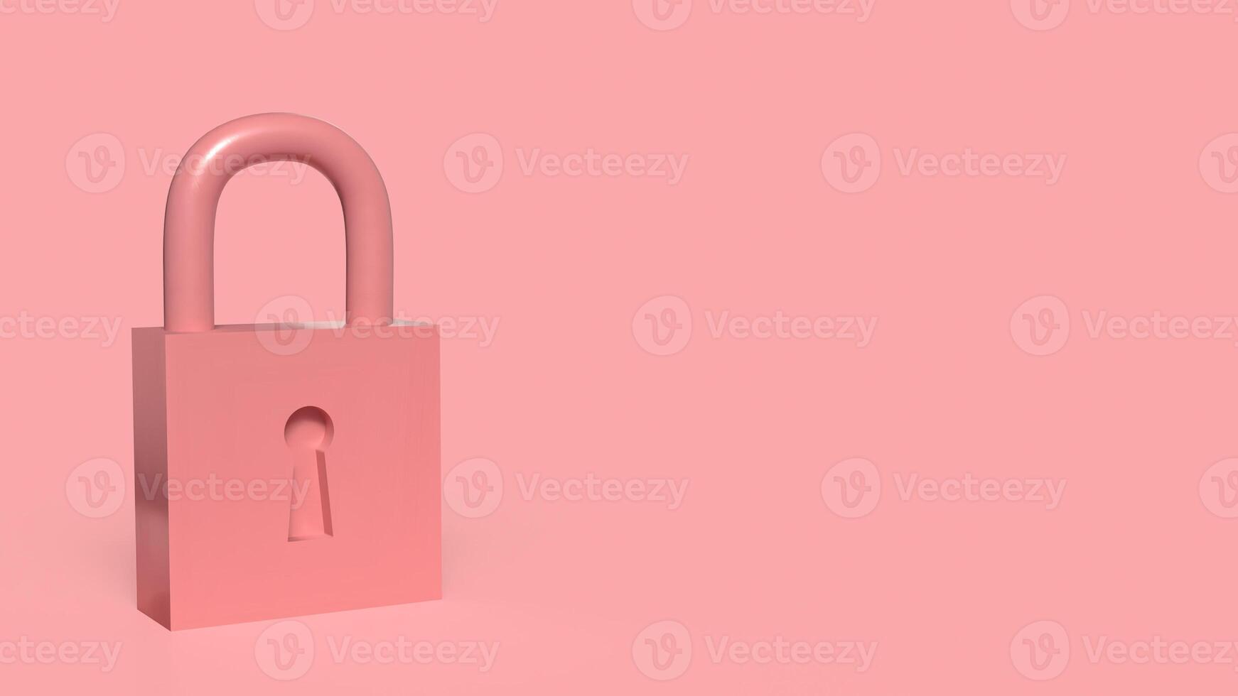 The Lock key on pink color background for security concept 3d rendering, photo