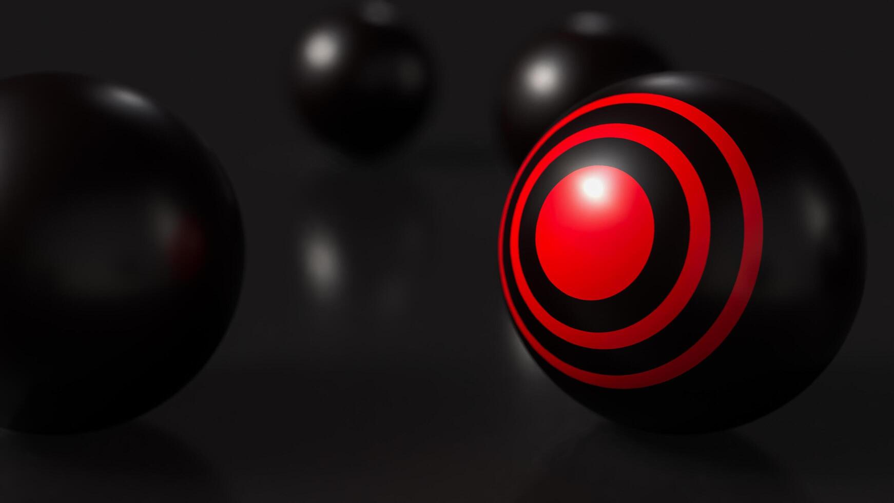 The red target on black ball for business concept 3d rendering. photo