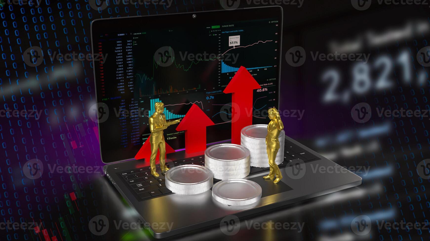 The Notebook and chart for Business concept 3d rendering. photo
