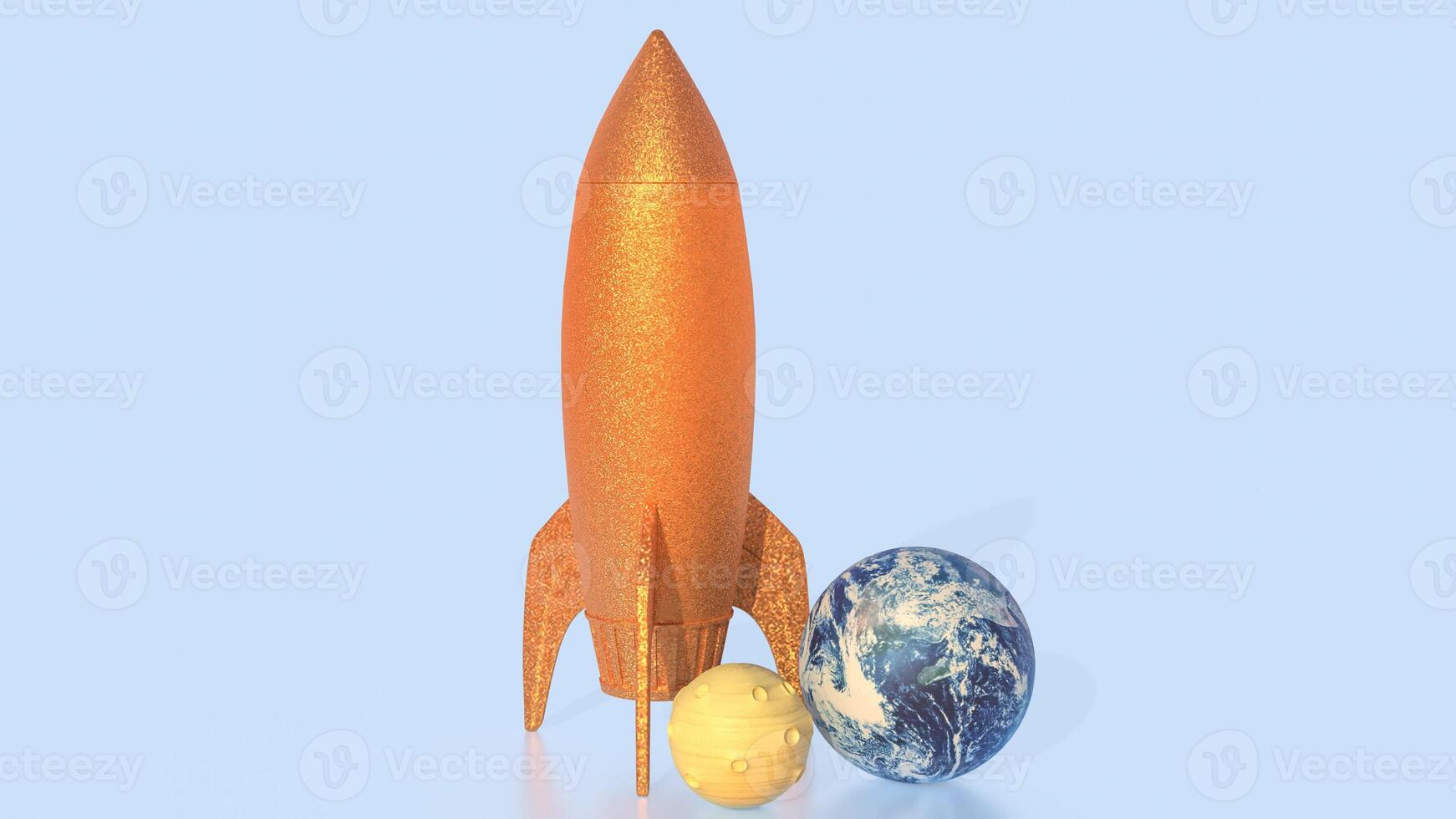 The rocket and earth for world science day concept 3d rendering. photo