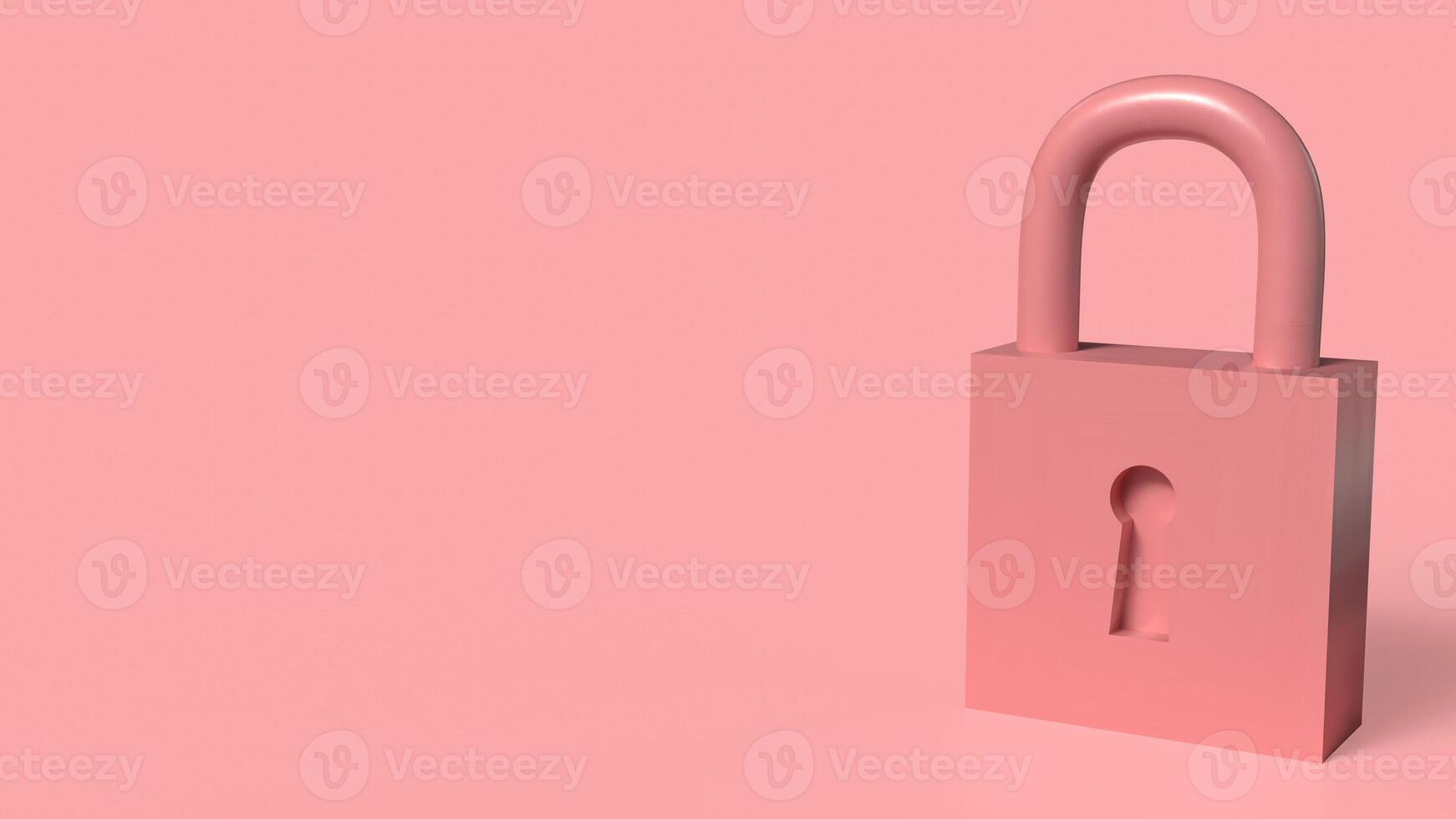 The Lock key on pink color background for security concept 3d rendering, photo