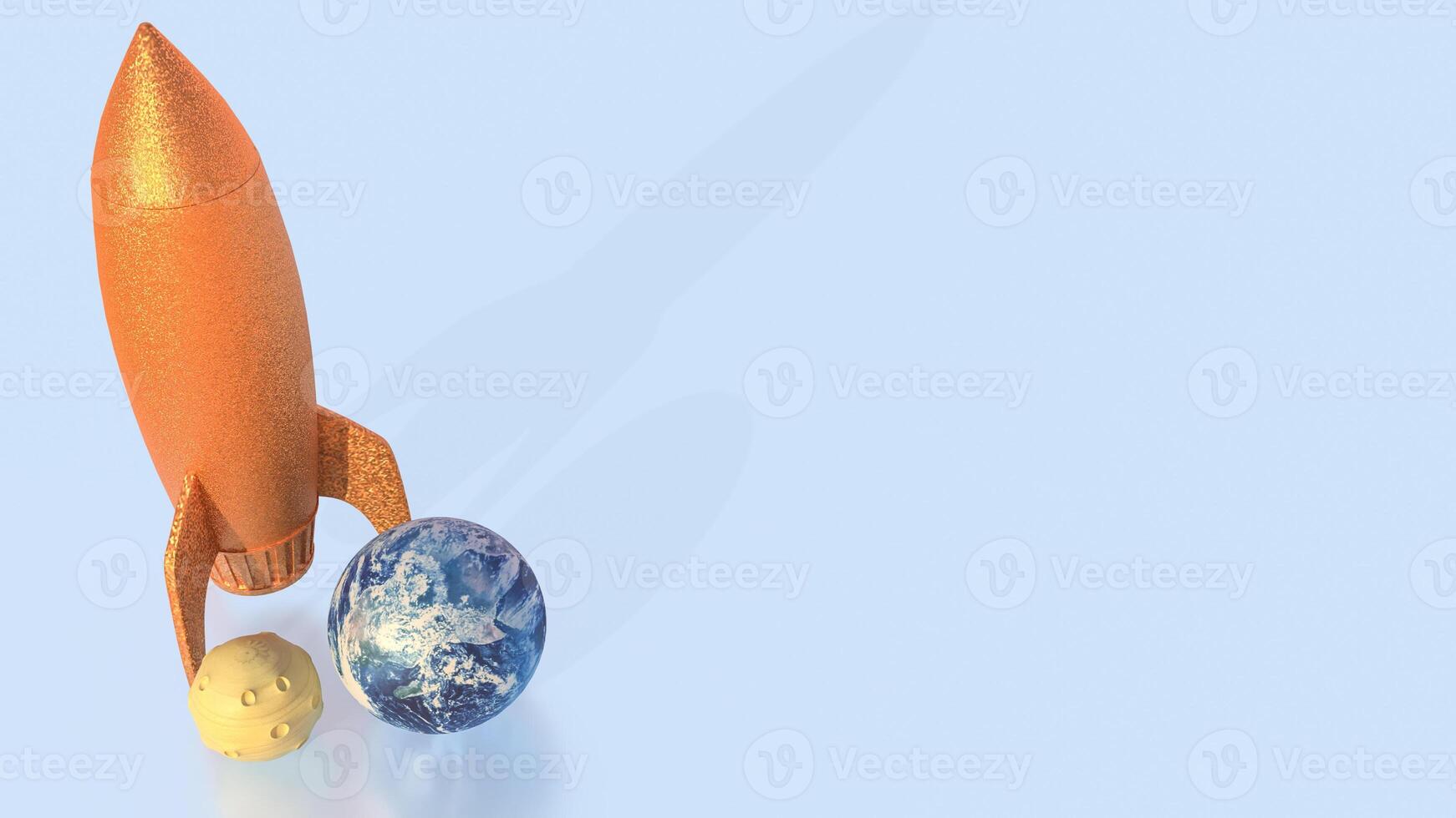 The rocket and earth for world science day concept 3d rendering. photo
