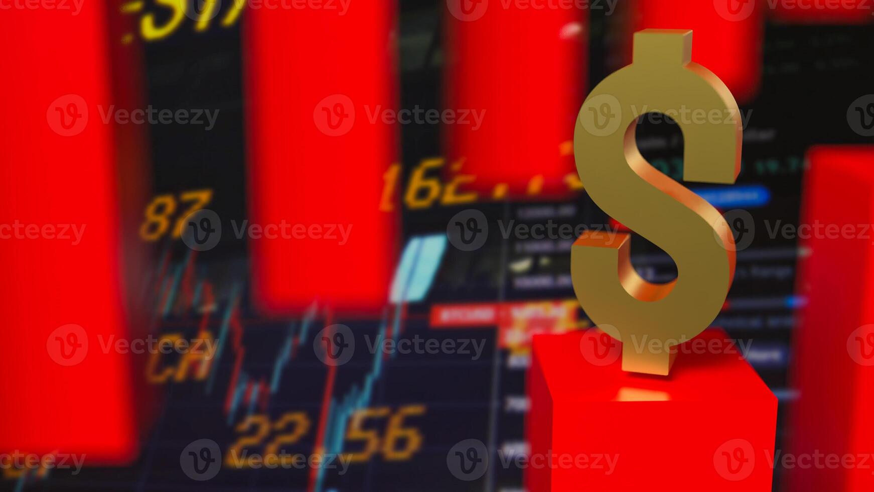 The red dollar symbol on Business background 3d rendering. photo