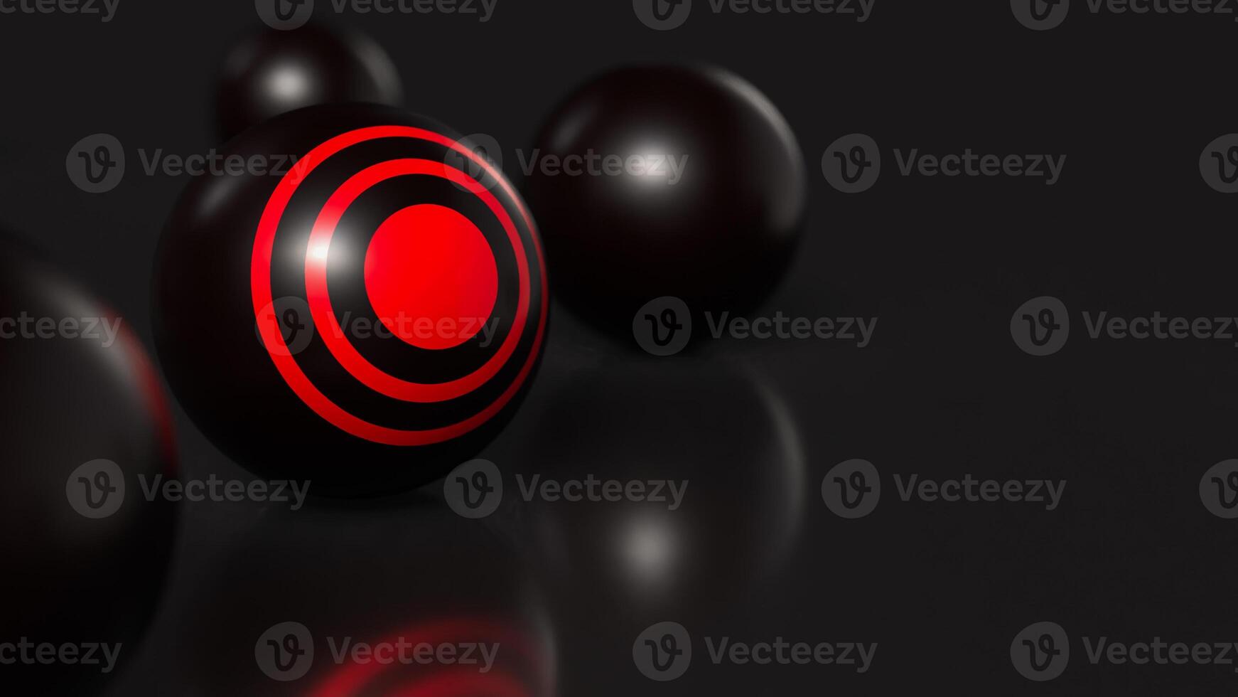 The red target on black ball for business concept 3d rendering. photo