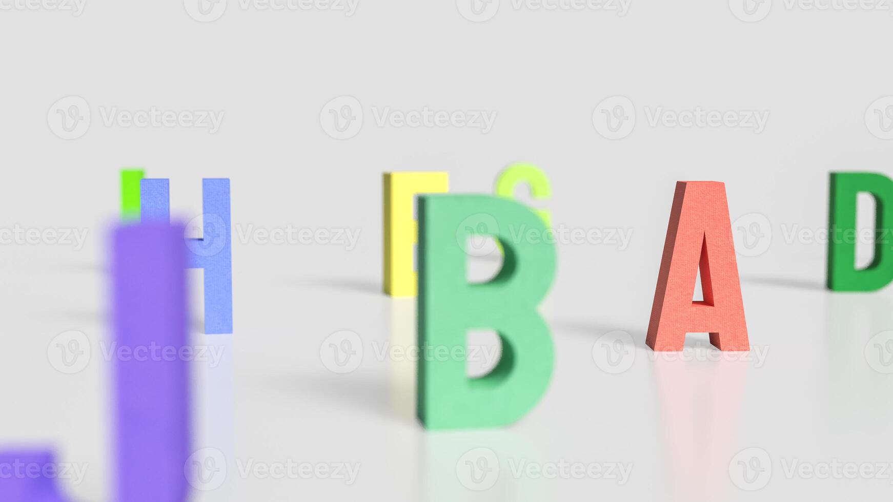 The alphabet multi color on white background for education or kid concept 3d rendering. photo