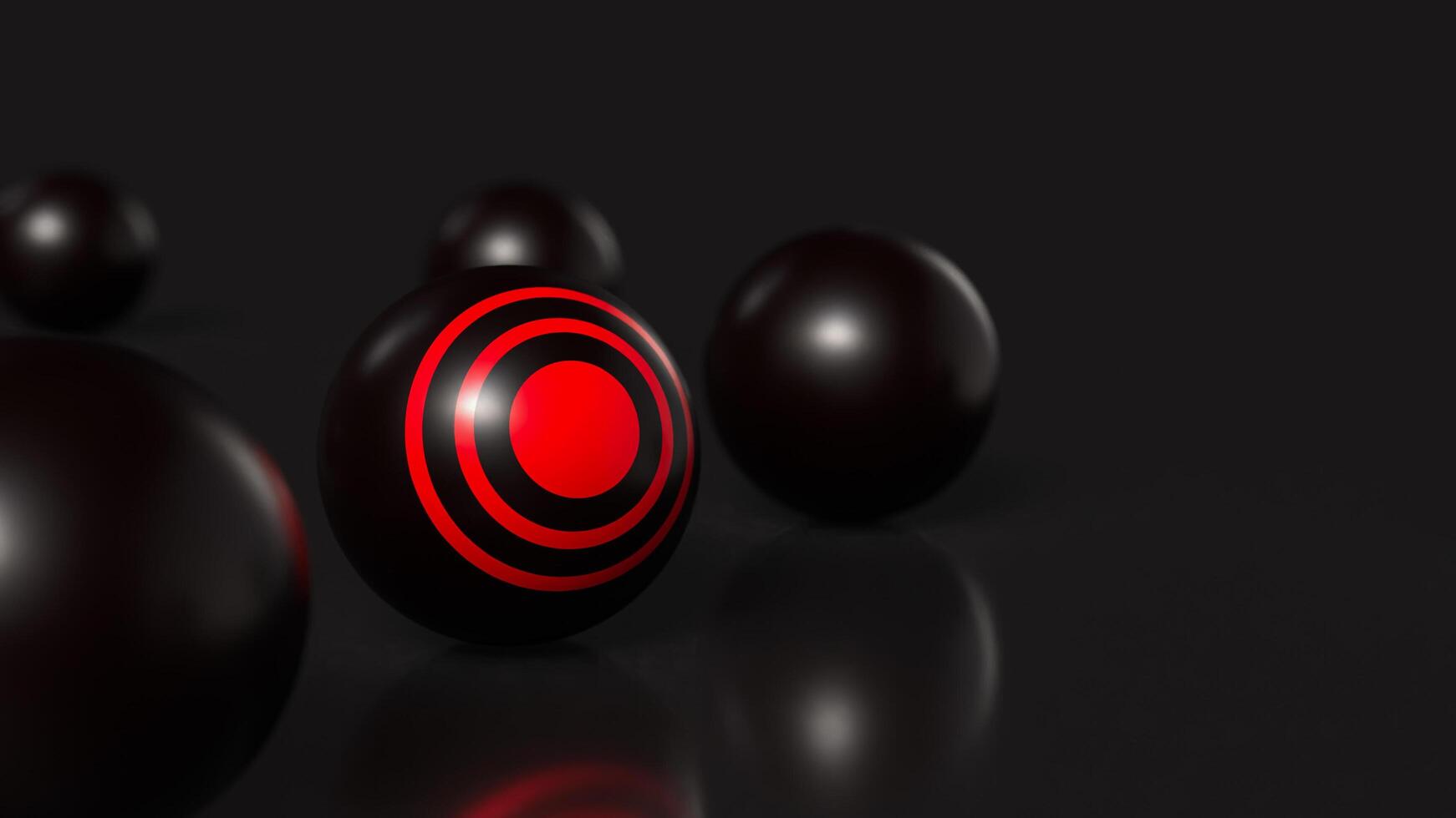 The red target on black ball for business concept 3d rendering. photo