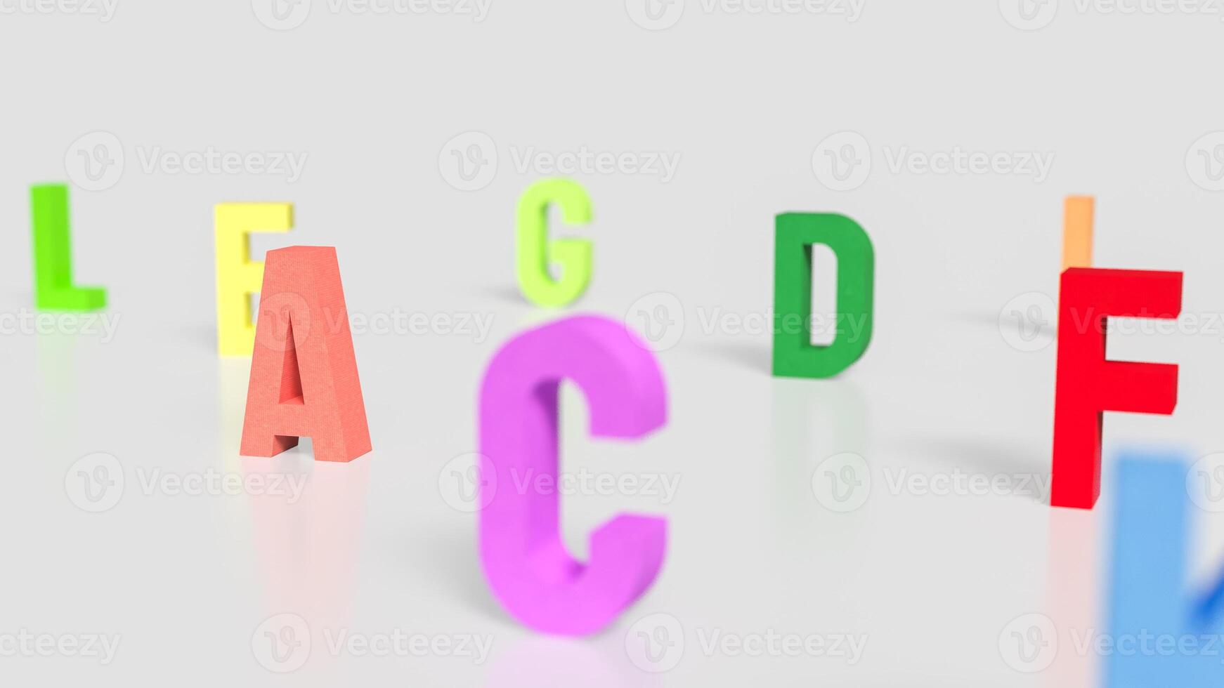 The alphabet multi color on white background for education or kid concept 3d rendering. photo