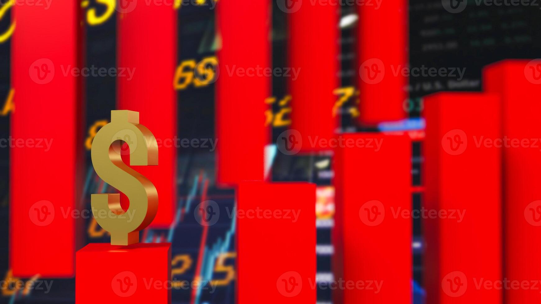 The red dollar symbol on Business background 3d rendering. photo