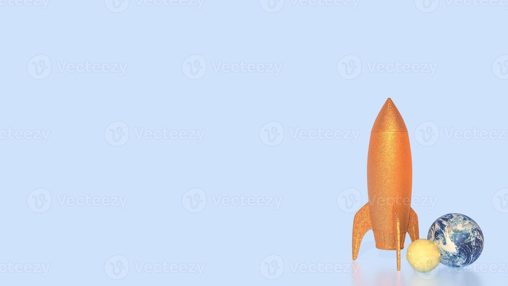 The rocket and earth for world science day concept 3d rendering. photo