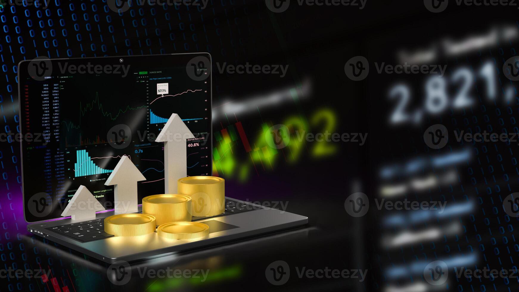 The Notebook and chart for Business concept 3d rendering. photo