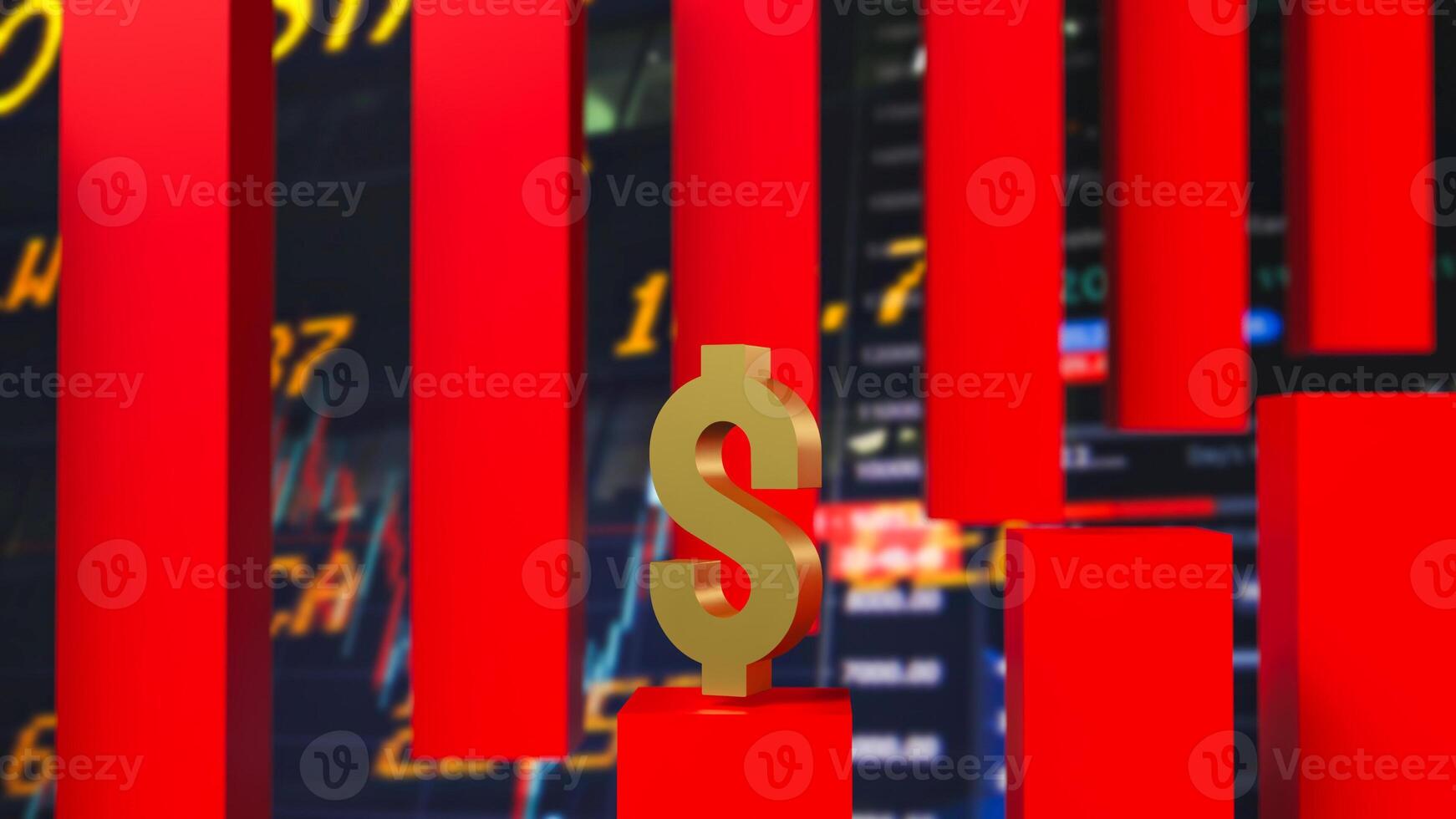 The red dollar symbol on Business background 3d rendering. photo