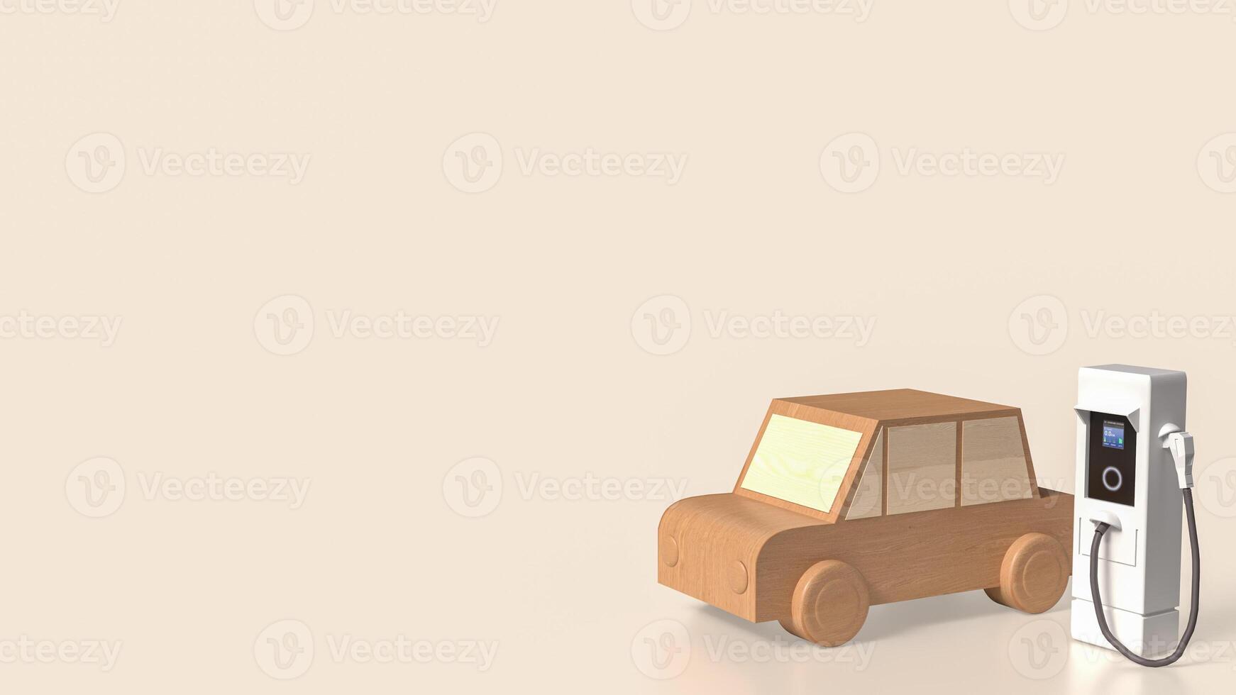 The car wood and ev station for technology concept 3d rendering. photo