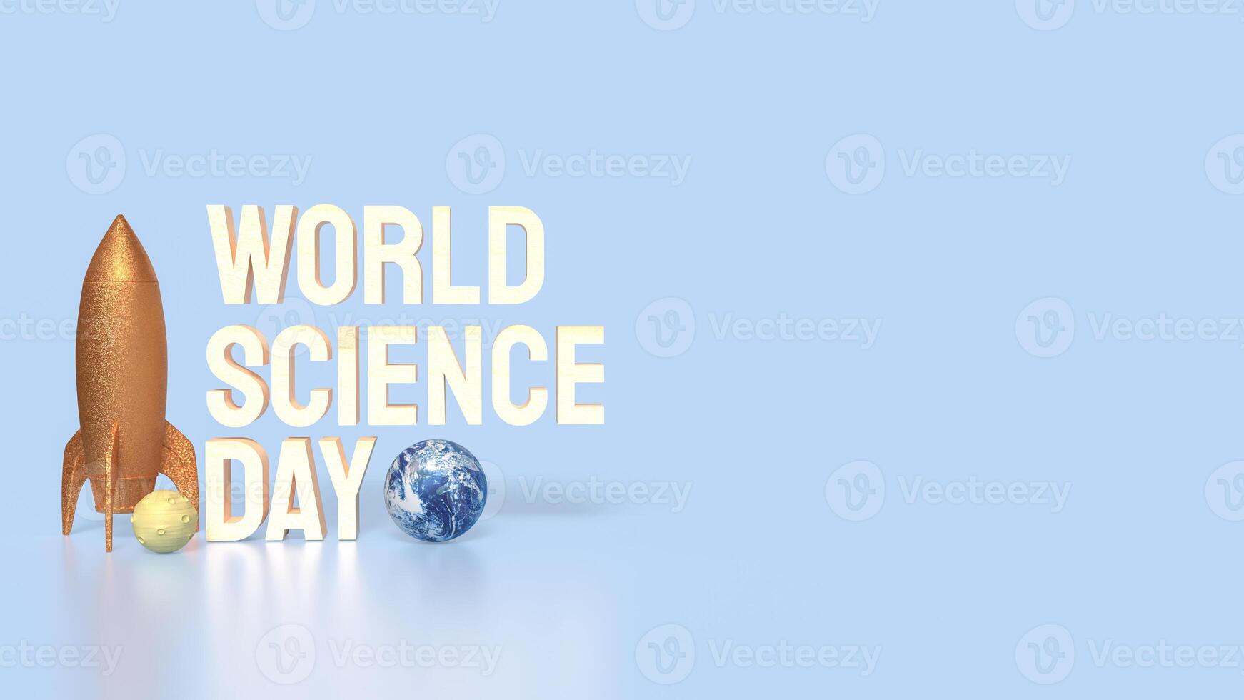 The rocket and earth for world science day concept 3d rendering. photo