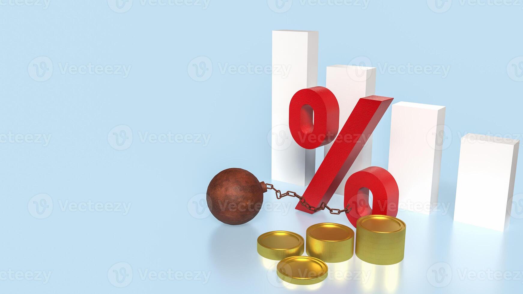 The percent and pendulum like prisoner for Business concept 3d rendering. photo