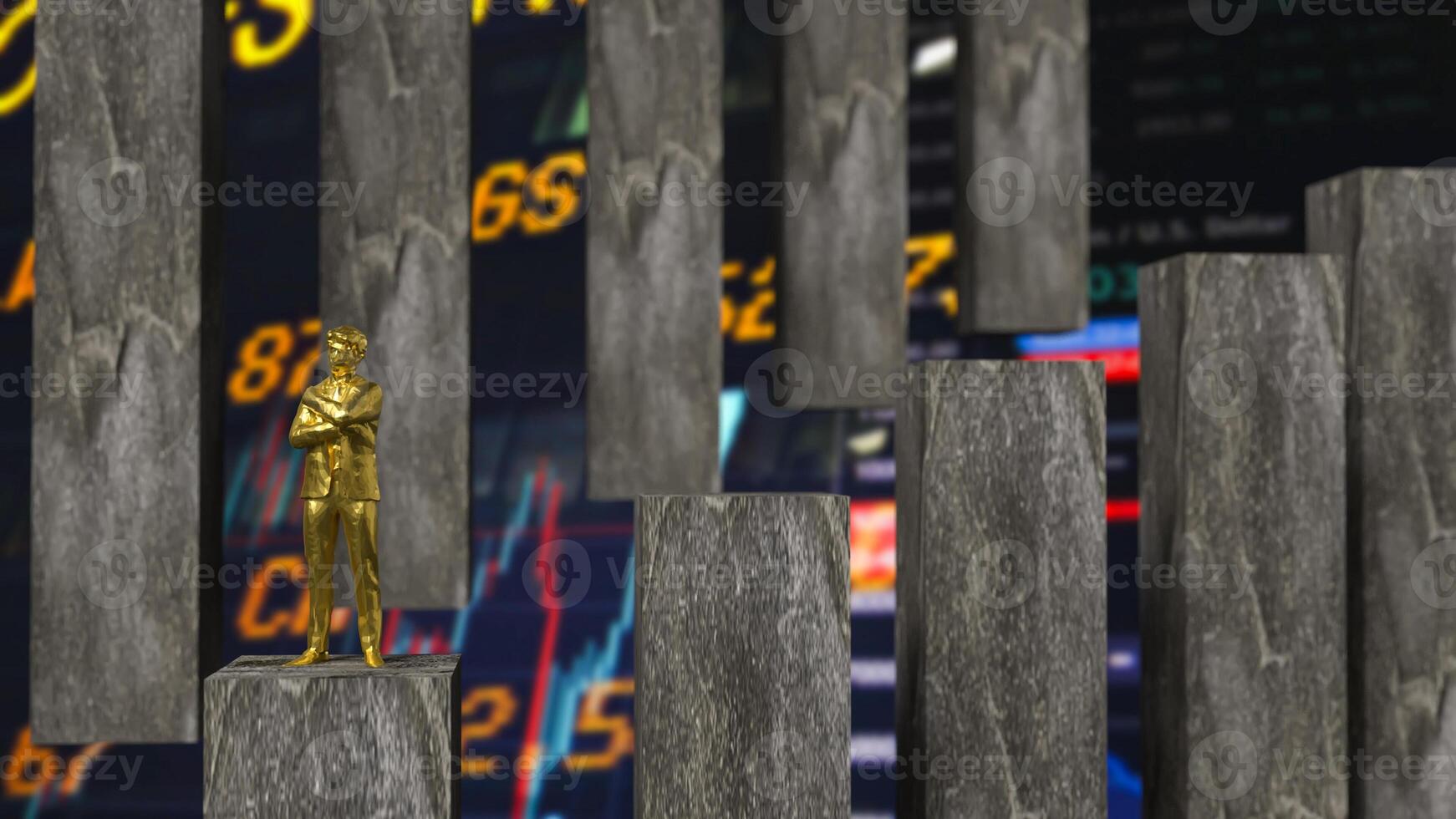 The man and business chart background 3d rendering. photo