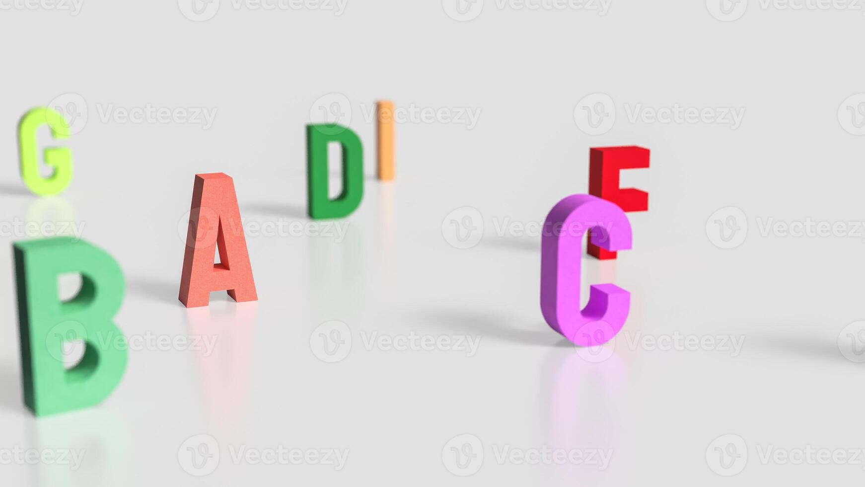 The alphabet multi color on white background for education or kid concept 3d rendering. photo