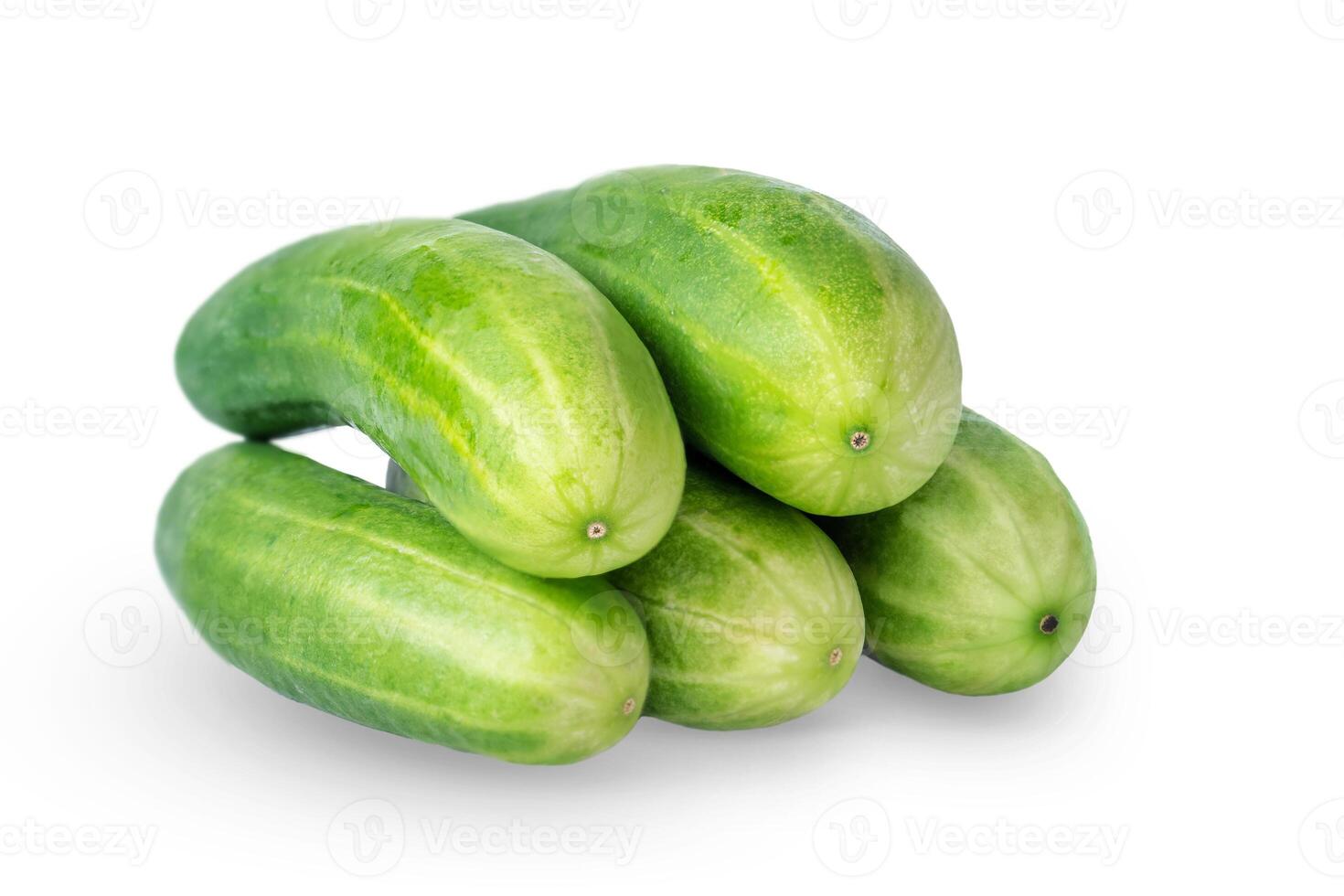 Several cucumbers with shadows isolated photo