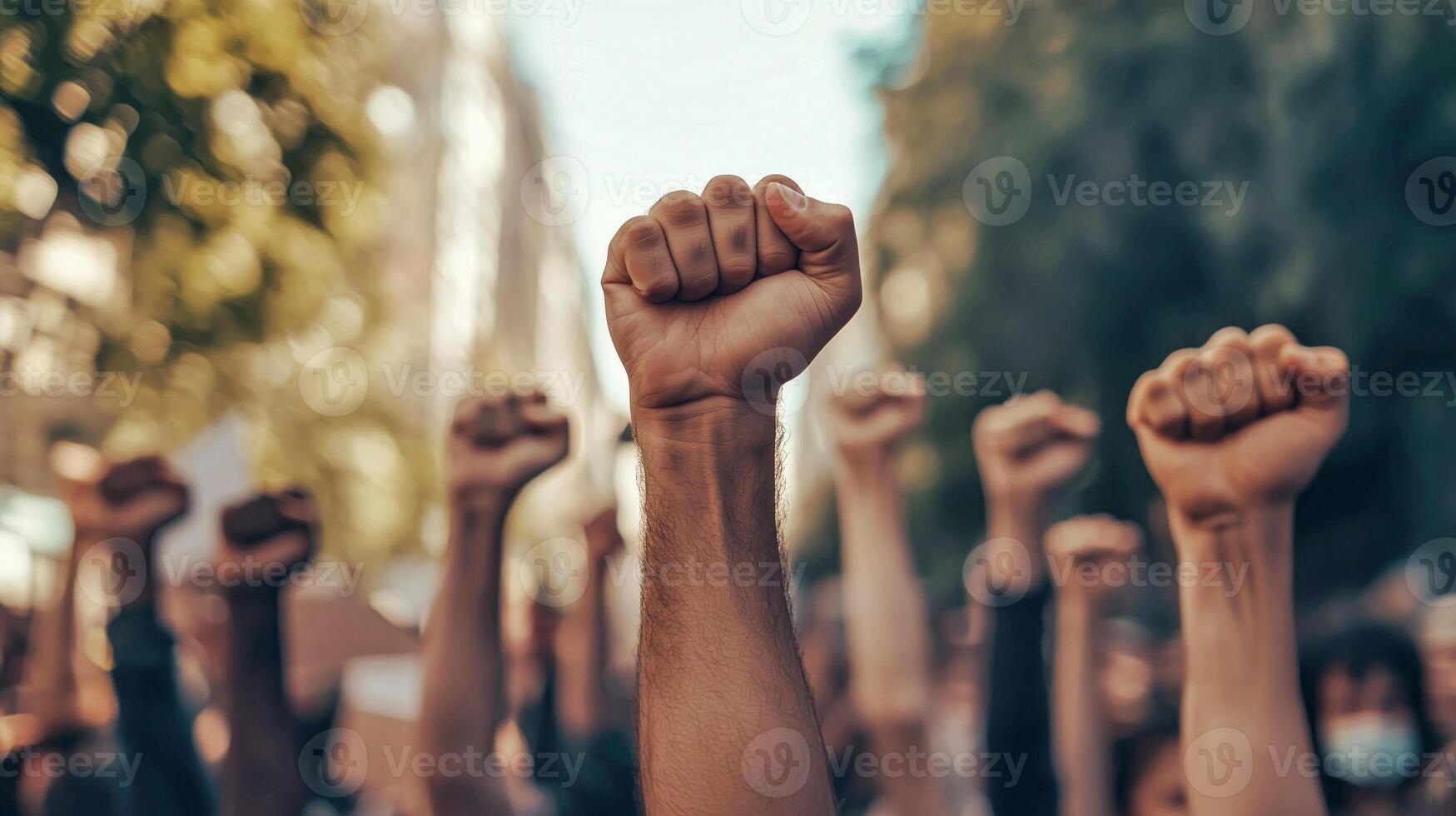 People with Raised Fists photo