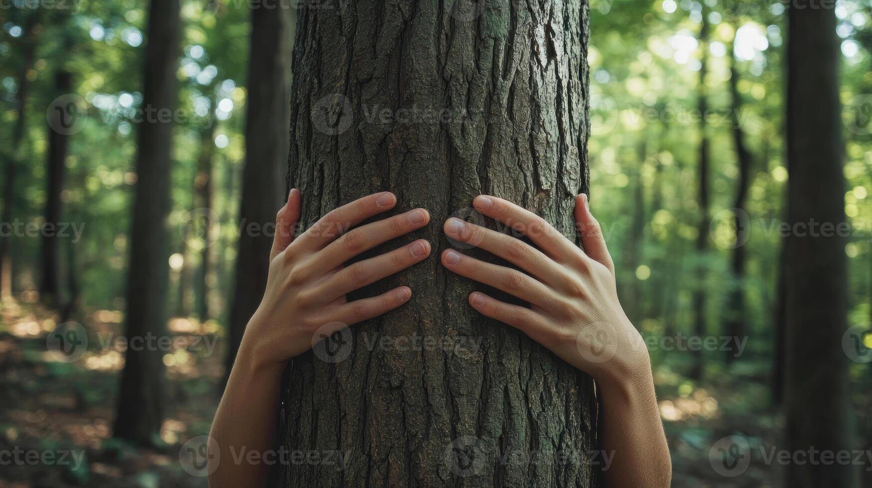 Hands Hugging a Tree photo