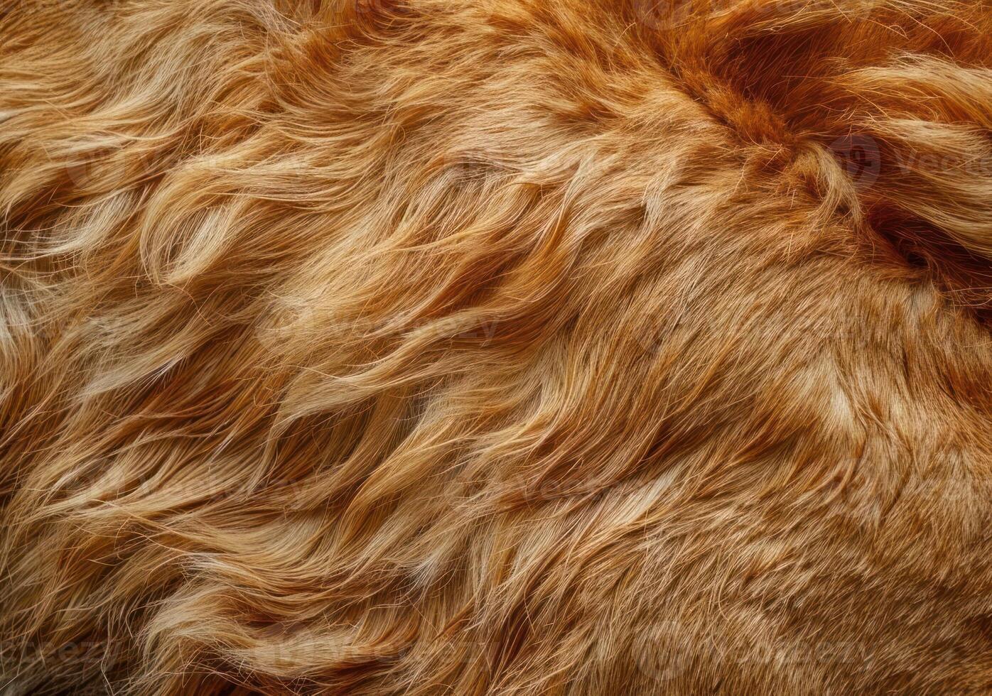 Closeup of soft, reddish-brown fur with a wavy texture. photo