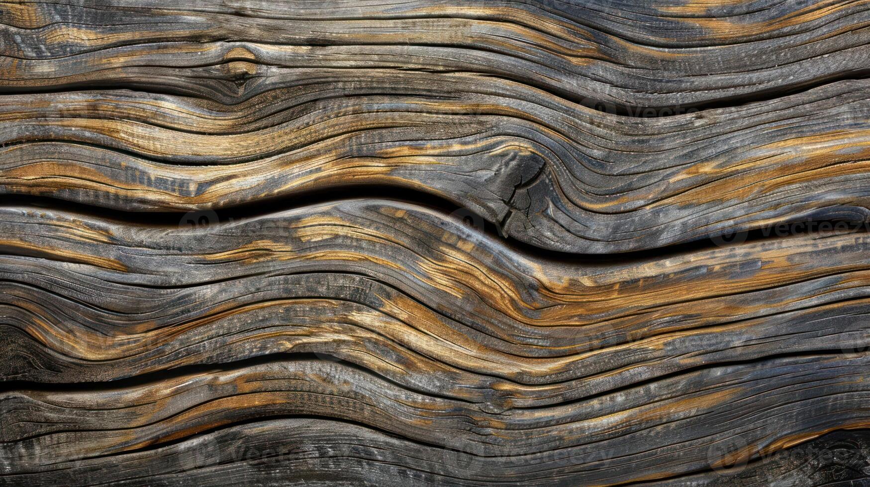 Close-up of weathered wooden planks with a crack and knot. photo