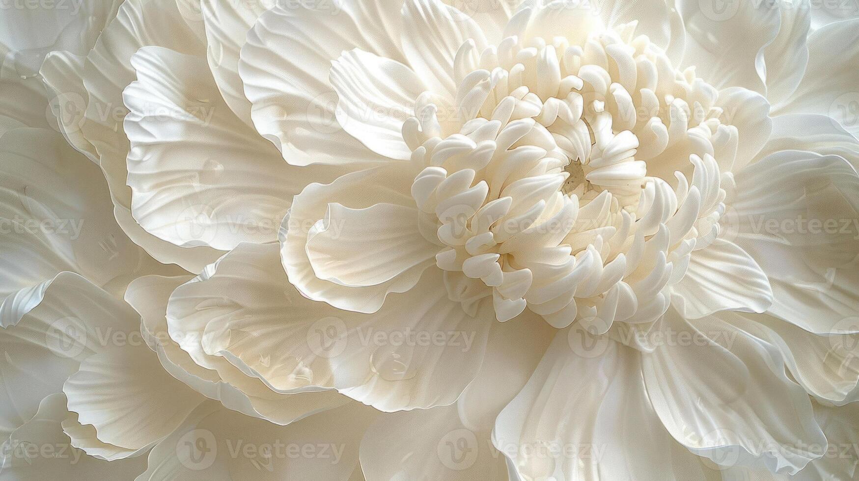 Close-up of a white paper flower with delicate petals and a textured center. photo