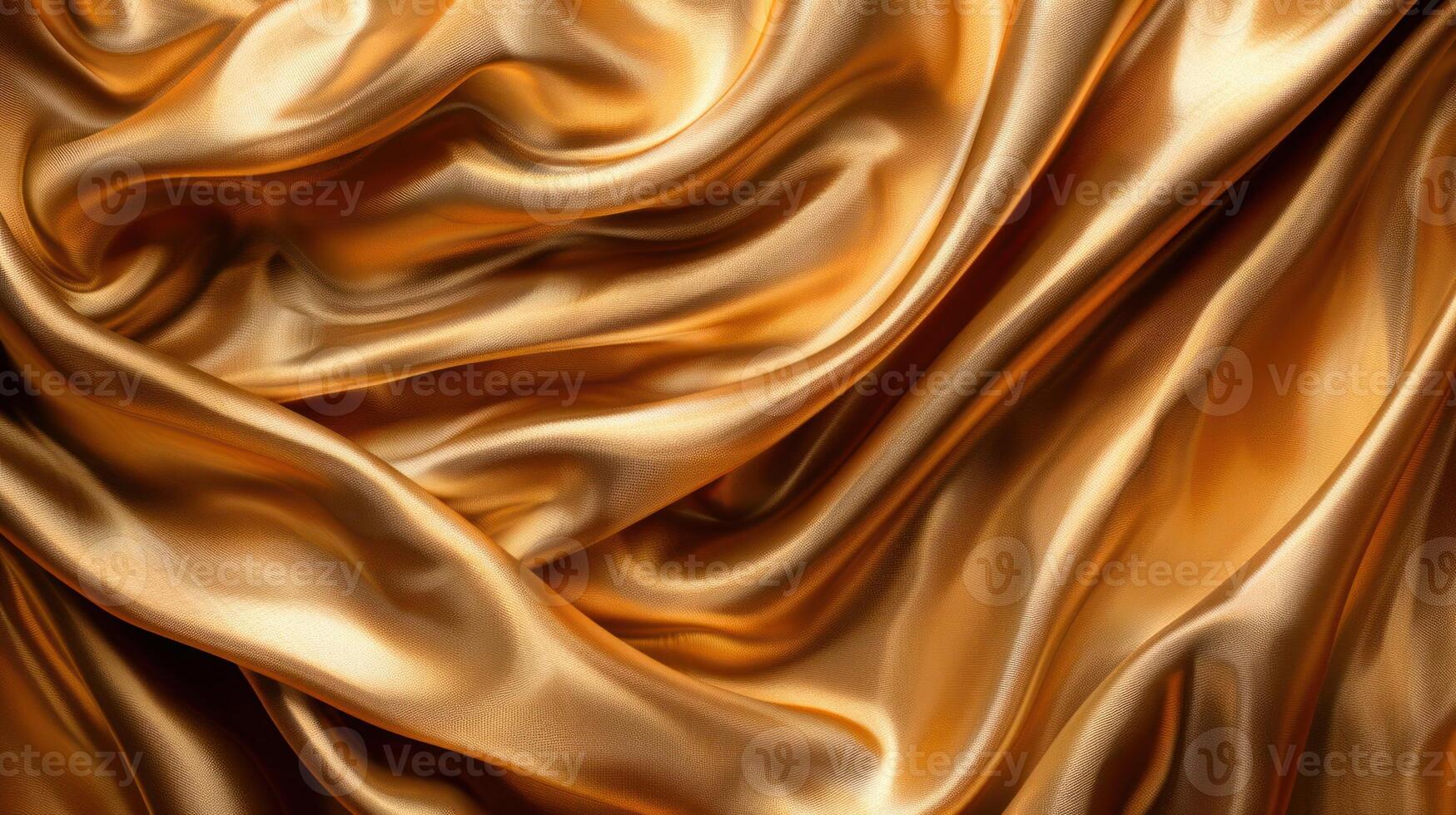 Abstract background of luxurious gold satin fabric with soft, flowing folds and wrinkles. photo