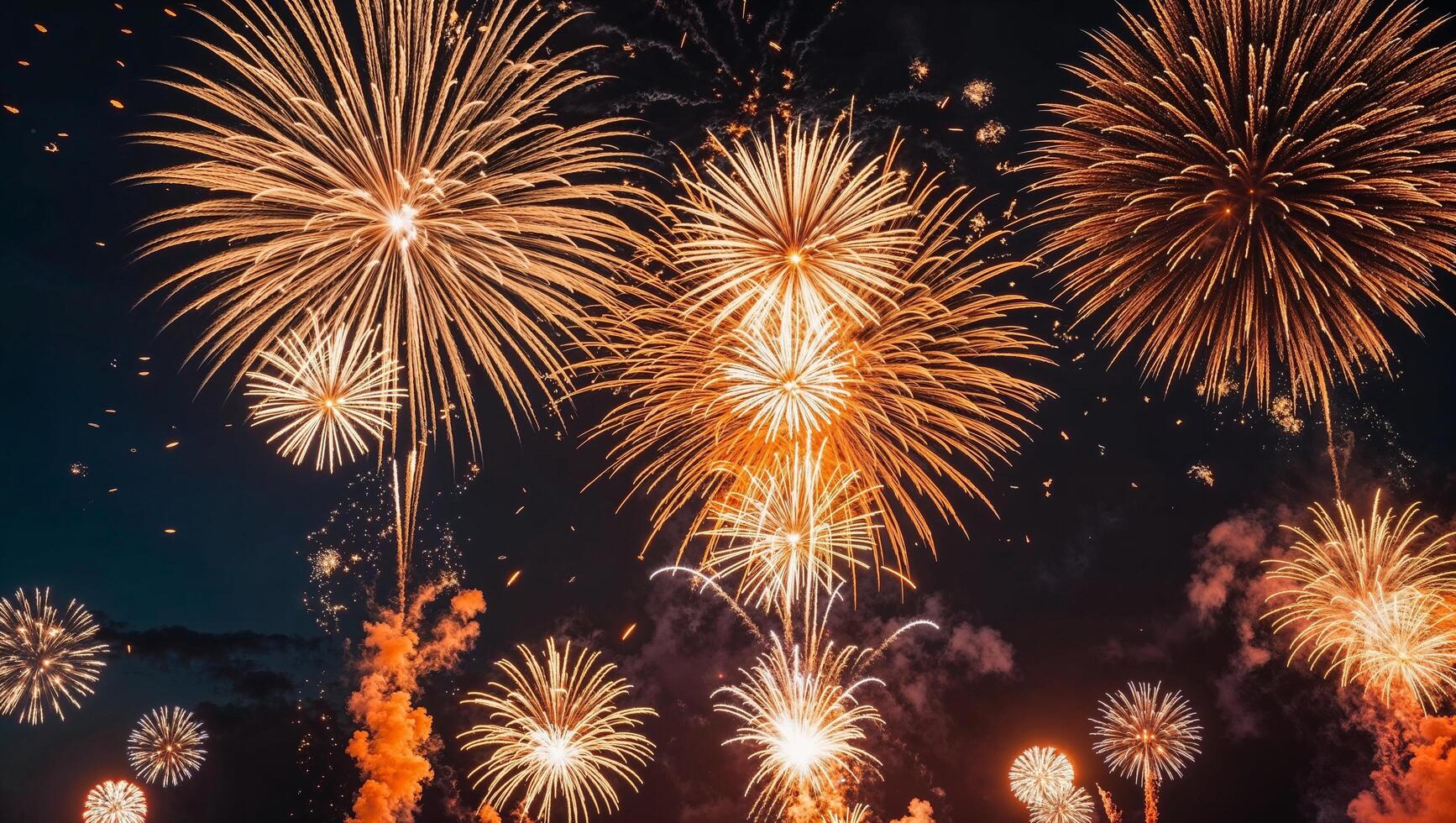 Fireworks in the sky with many different colors photo