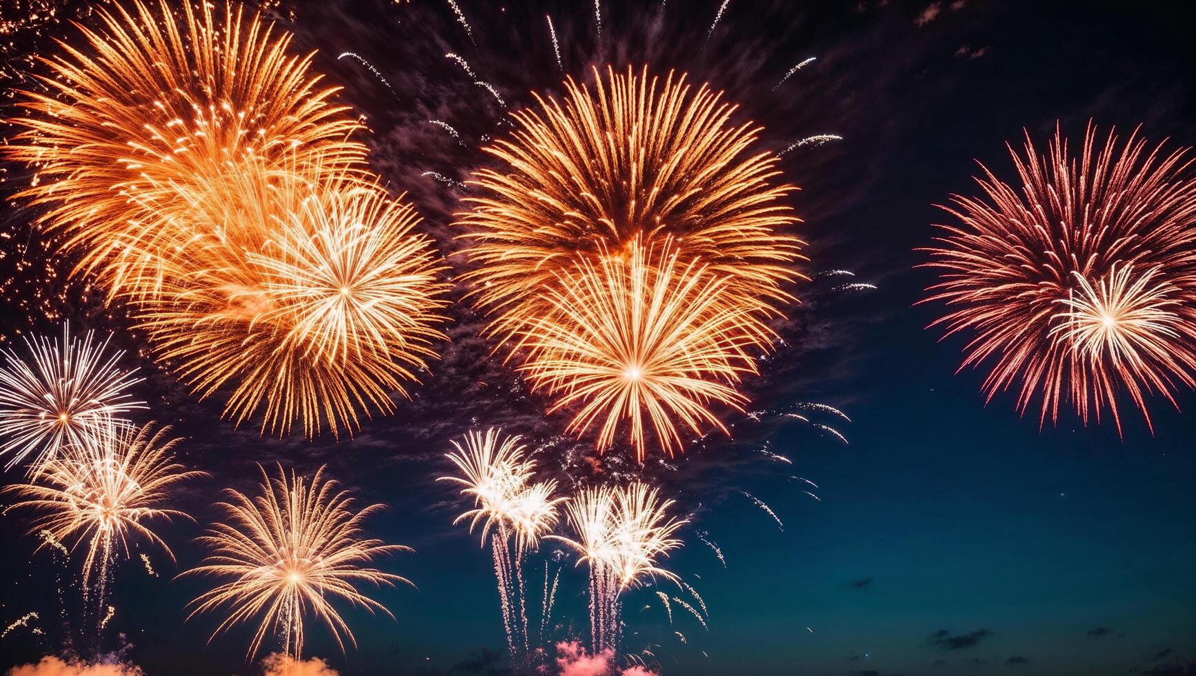 Fireworks in the sky with many different colors photo