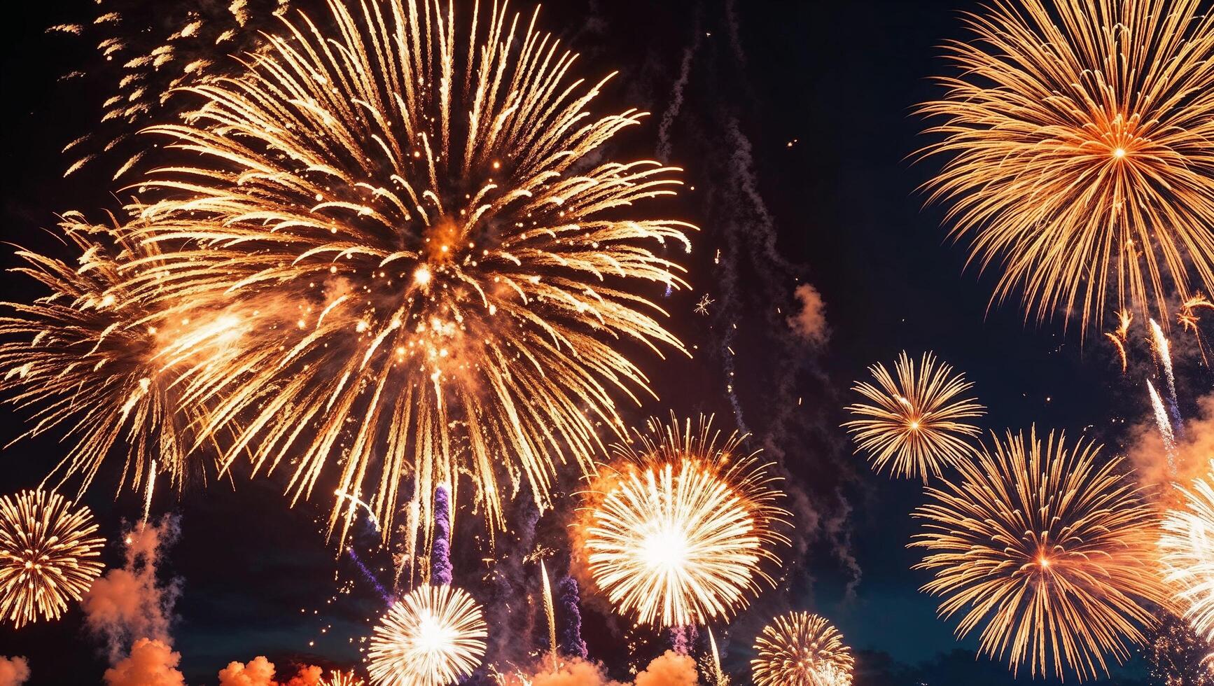 Fireworks in the sky with many different colors photo