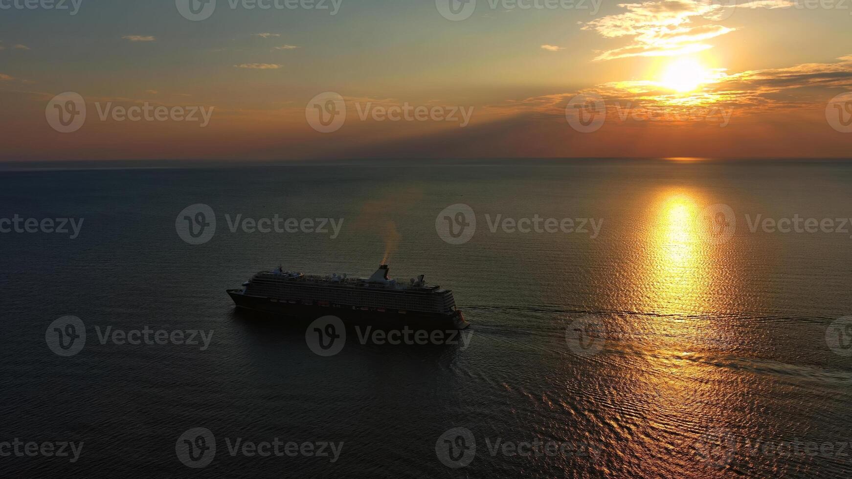 Cruise ship during sunset photo
