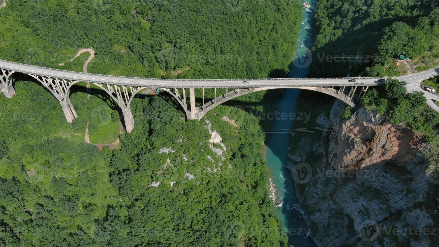 Aerial view on Djurdjevica arch bridge over Tara photo