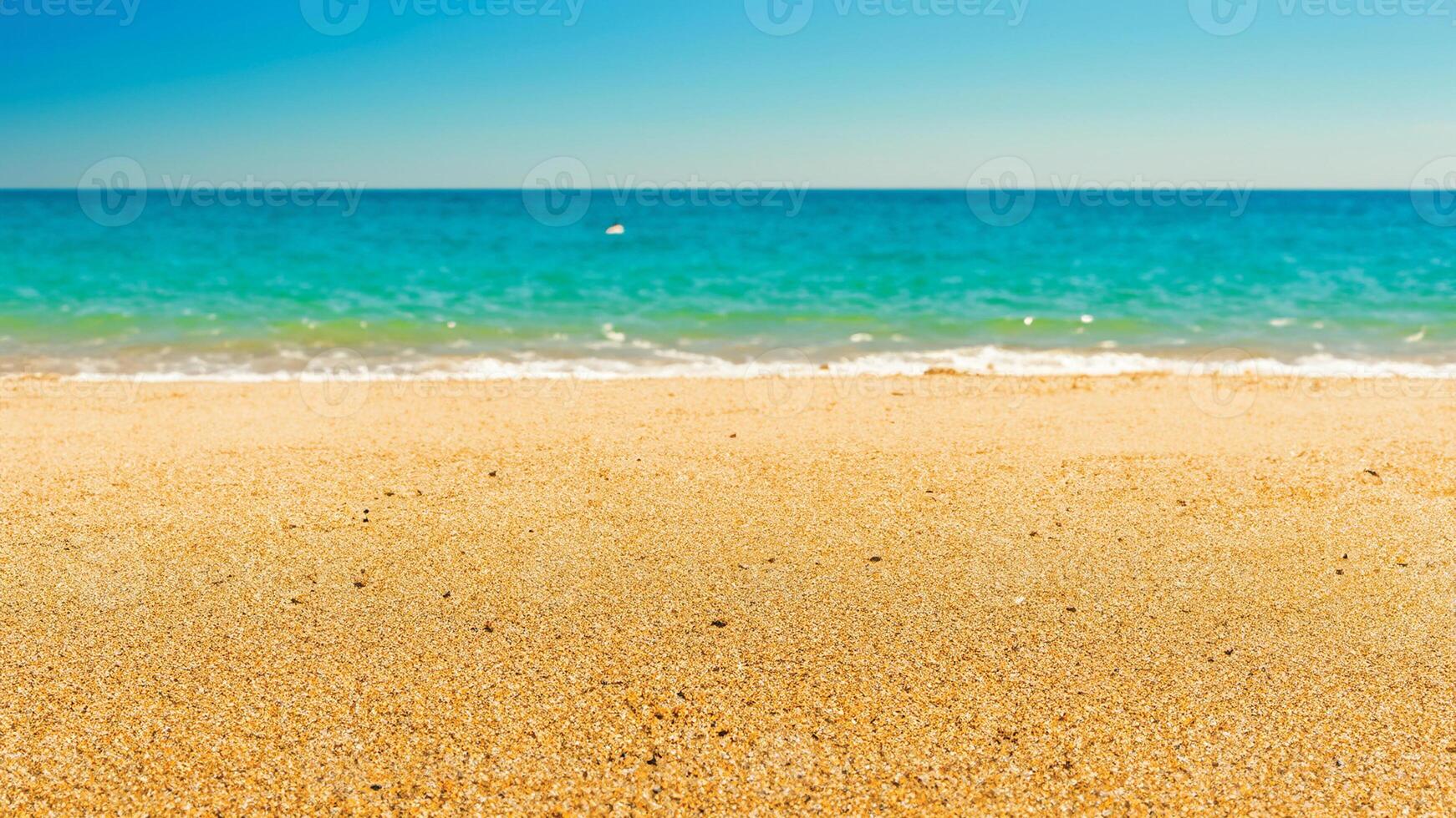 This high-resolution tropical beach background captures the serene beauty of golden sands and crystal-clear waters. Perfect for vacation-themed designs, travel blogs, and relaxation visuals. photo